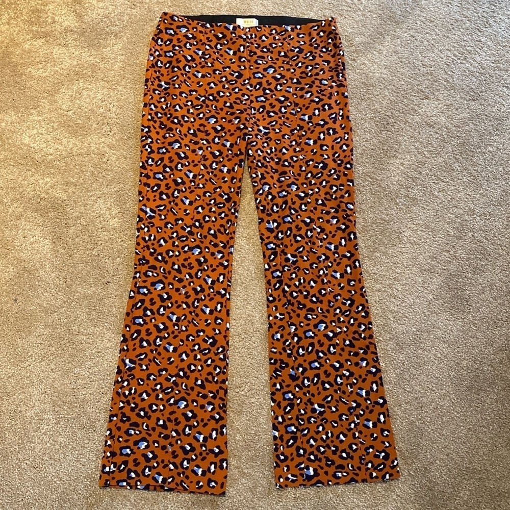 Anthropologie Rust Leopard Print Boot-Cut Pants